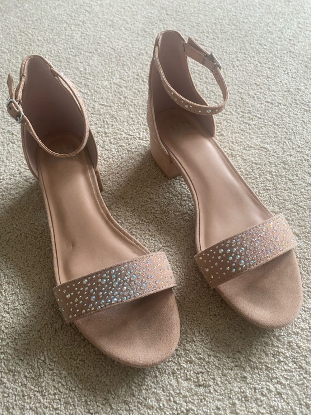 Teens Block Heel Sandals with Rhinestones